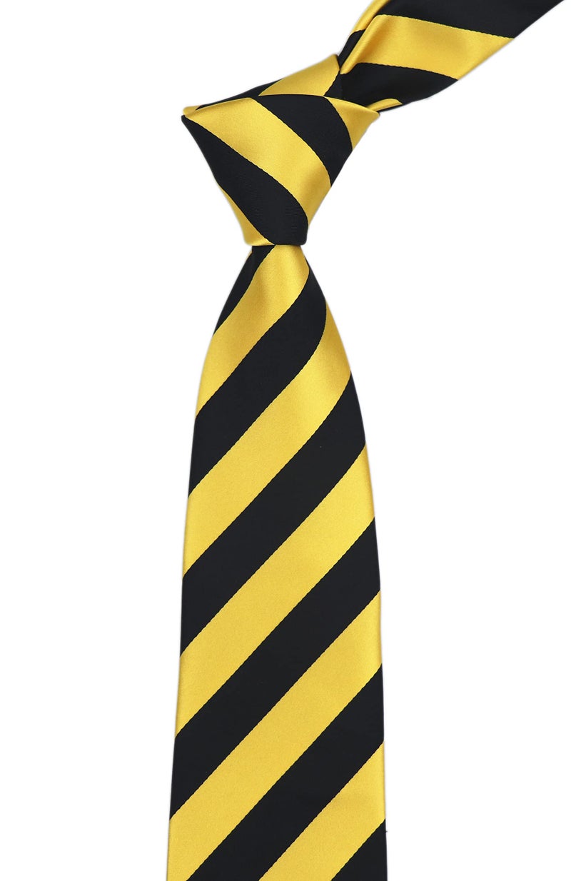 Elfeves Men's Modern Striped Patterned Formal Ties College Daily Woven Neckties (One Size, Golden Black) - Image 5
